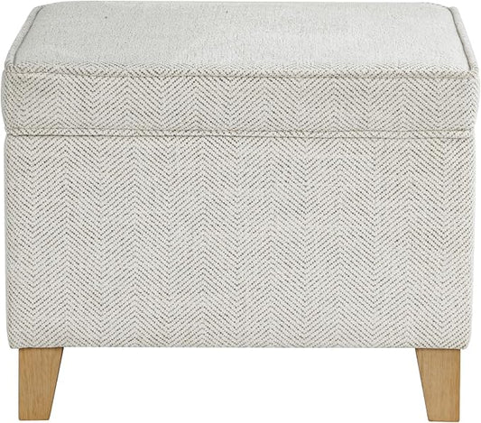 HomePop 24" Medium Storage Ottoman - Cream Chevron Woven