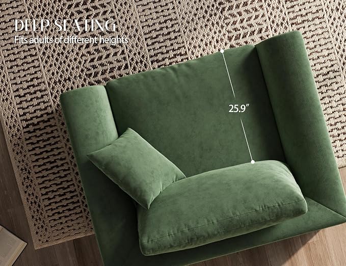 ohllob 48.6" Single Sofa, Small Boneless Couches for Living Room, Cloud Couch for Bedroom, Office, Green