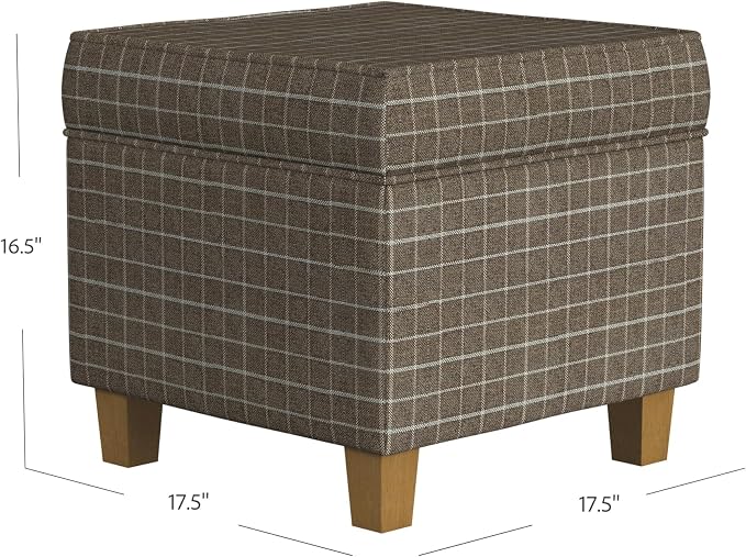 HomePop 18" Classic Square Storage Ottoman - Brown Windowpane