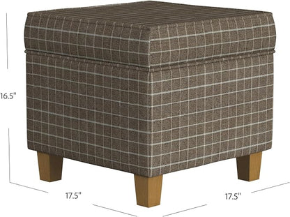 HomePop 18" Classic Square Storage Ottoman - Brown Windowpane