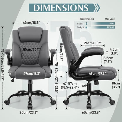 Leather Office Chair, PU Home Computer Desk Chairs with Ergonomic Back Support, 360°Swivel Free，Small Gaming Chair with Wheels and Adjustable Armrests, for Short People Use