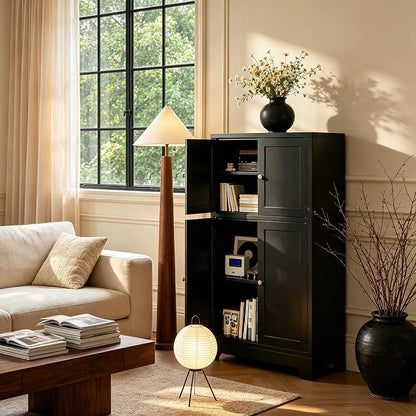 43" H Black Small Pantry Cabinet,Metal Storage Cabinets,Small Food Storage Cabinets