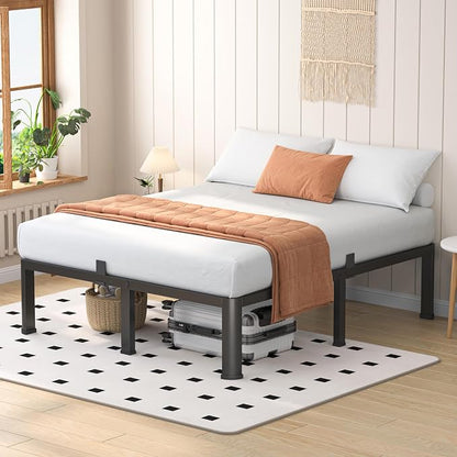 VIPSHOW 16 Inch Full Heavy Duty 3500 lbs Bed Frame with Round-Corner Legs & Anti-Squeak Design – Quick Assembly Metal Platform, No Box Spring Needed