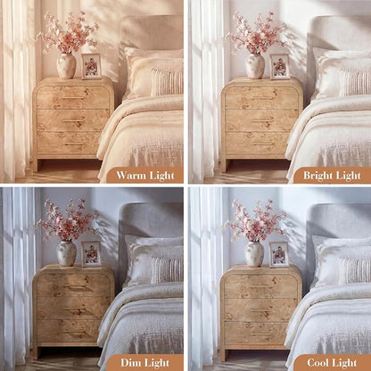 Night Stand Set of 2 [Unique Curved Profile] [FSC-Certified Wooden Board] 3-Drawer Nightstand 26.7" H Metal Handle Modern Sturdy Bedside Table Side Table End Table