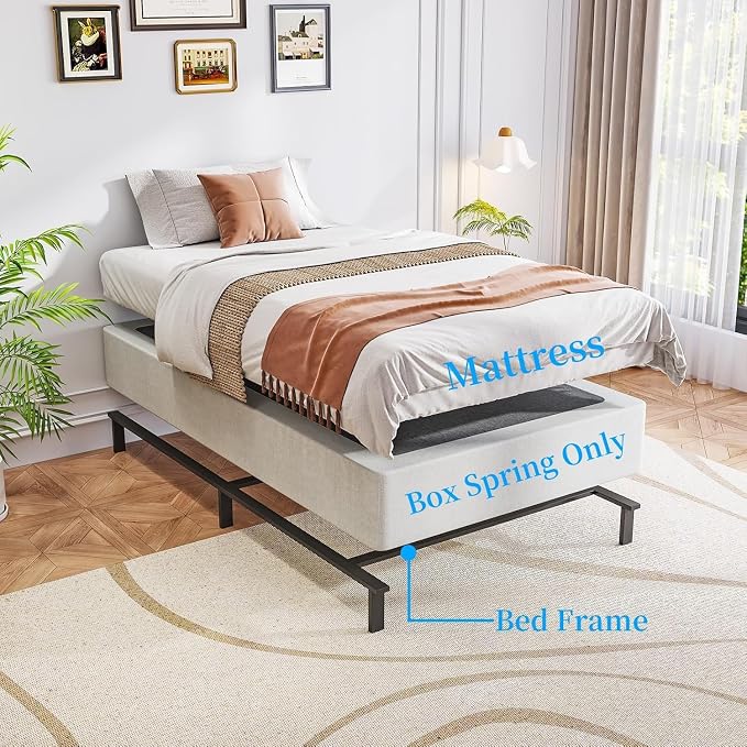 OSASET Twin XL Box Spring, 9 Inch Metal Twin XL Box Spring Only, Heavy Duty Metal Frame Mattress Foundation Support for 3500lbs, Easy Assembly, Noise Free, Non Slip