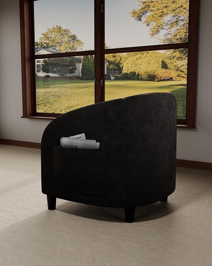 GarveeHome Accent Chair Club Chair Set of 2 Comfy Armrest Upholstered Barrel Chair with Soft Padded Seat for Living Room Bedroom Study Waiting Room(Black)