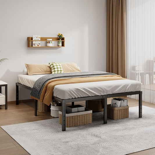 LUMUNANCE Metal Bed Frame California King Size - 18 Inch Heavy-Duty Cal King Platform Bed Frame No Box Spring Needed, Easy Assembly, Noise-Free, Sturdy Mattress Foundation, Underbed Storage Space