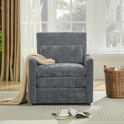 Iroomy Modern Accent Armchair – Cloud-Like Single Sofa with Pocket Spring Seat, Soft Chenille Fabric, Removable Cover, Cozy Lumbar Support for Living Room, Bedroom, Apartment, Gray