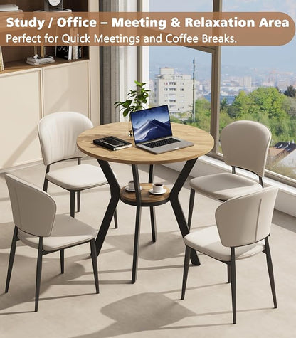 Round Kitchen Tables for 2-4, 31.5" Small Dining Tables with Storage, Rustic Wood Circle Dinner Table with Metal Leg, Farmhouse Dinner Table for Small Space, Dining Room, Kitchen, Office, Apartment
