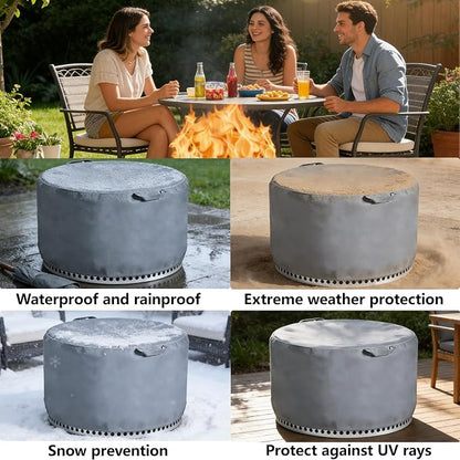 Chinchilla Fire Pit Cover for Solo Stove Bonfire 2.0 - Waterproof 600D Oxford Fabric Cover for 19.5 to 21 Inch Outdoor Fire Pits, All-Weather Protection with Drawstring & Heat-Resistant Handle