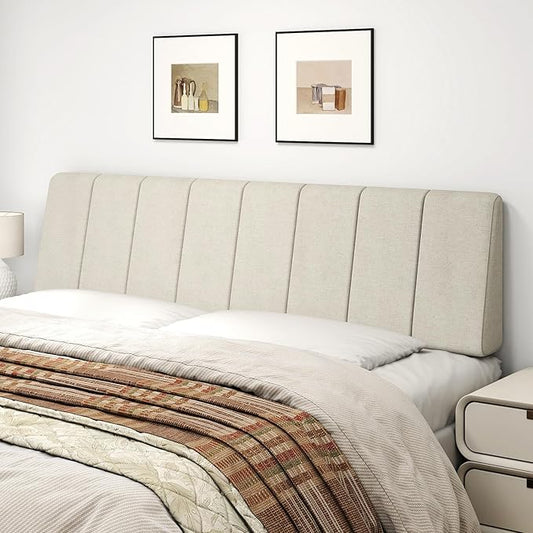 King Size Headboard Only-No Assembly, Upholstered Headboard King Size Linen Fabric Modern Style Headboards Extra-Thick, Beige