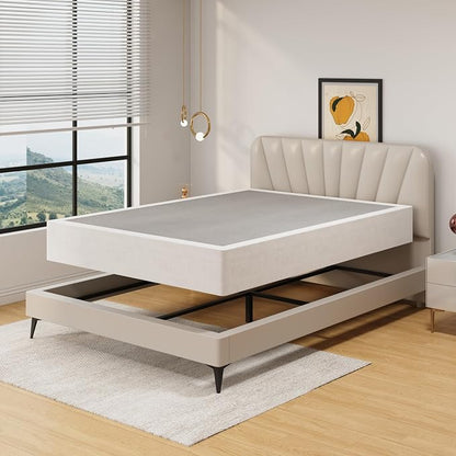 SHLAND 10 Inch Box Spring for Queen Bed, Heavy Duty Metal Queen Size Box Spring Bed Base with Fabric Cover, Mattress Foundation, Easy Assembly