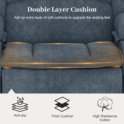 Yolsali Fabric Loveseat Recliner Sofa Set with 2-Tier Cushion, 2+1 Pieces in Living Room, 2 Seater Reclining Loveseat with Removable Console, 1 Oversize Recliner Chair Sofa Seat - Blue