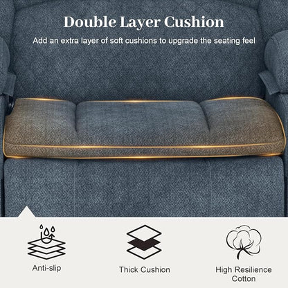 Yolsali Loveseat Recliner Sofa Set with 2-Tier Cushion, 2+1+1 Pieces in Living Room, 2 Seater Reclining Loveseat Velvet Fabric with Removable Console, 2 Oversize Recliner Chair Sofa Seat - Blue