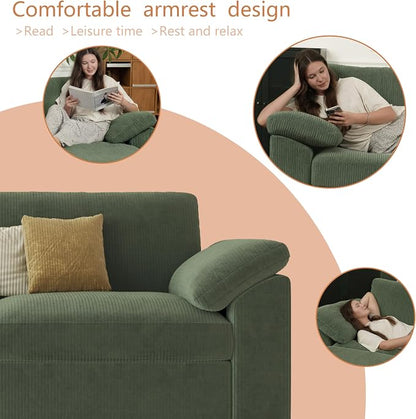 EASE MOOSE Oversized Sectional Modular Sofa,Large v Shape Sectional Couch Wide Deep Seat Modular Cloud Couch,Removable Cover,Green