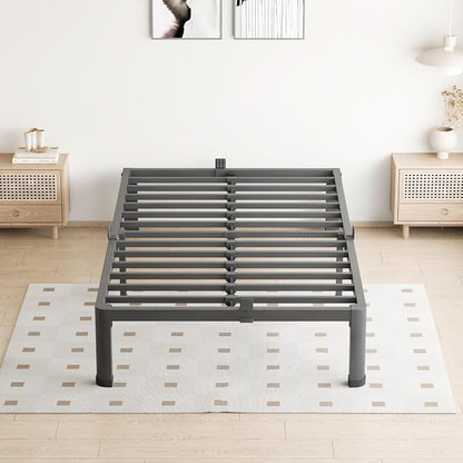 VIPSHOW 7 Inch Twin Size Bed Frame, 3500Lbs Heavy Duty Metal Platform with Round Corner Legs Mattress Slide Stopper, Steel Slat Support No Box Spring Needed, Noise Free, Non-Slip, Easy Assembly