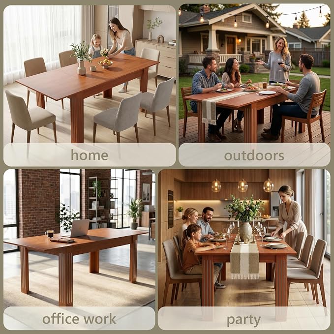 Sannwsg Extendable Table 54"-85", Extendable Dining Table for 4-8, Rectangular Kitchen Dining Table Space Saving, Farmhouse Dining Tables with 95" Runner