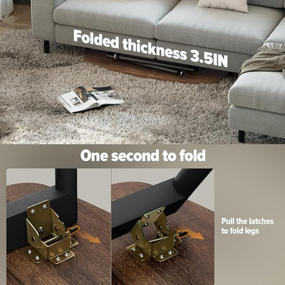 WOHOMO Folding Coffee Table for Small Spaces, No Assembly Farmhouse Portable Living Room Table, Walnut 39.3x19.6x17.7 Inch