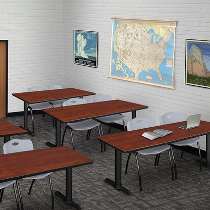 Romig Pillar 72 x 24 in. Steel T-Base Training Seminar Table- Cherry