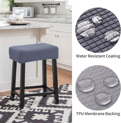 YISUN Stool Covers Rectangle - 4 Pack Stretch Waterproof Saddle Seat Cover Counter Bar Stools Bar Chairs Covers Kitchen Island Chairs Cushion Protector (4, Dark Gray)