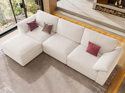 EASE MOOSE Sectional Modular Sofa,Oversized L Shape Sectional Couch Wide Deep seat Sectional Sofa,Comfortable White Modular Sofa