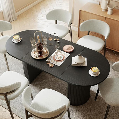 Oval Rectangular Dining Table for 4-8 People,70.87" Long Kitchen Table with Large Tabletop Wood Dinner Table Conference Meeting Table for Dining Room Living Room Kitchen,Black