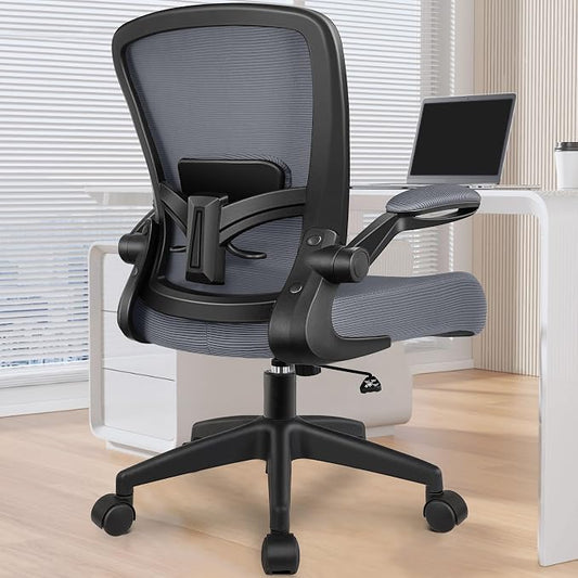 FelixKing Office Chair, Ergonomic Desk Chair Breathable Mesh Chairs Adjustable High Back Lumbar Support Flip-up Armrests, Executive Rolling Swivel Comfy Computer Chairs Home Office Dark Gray