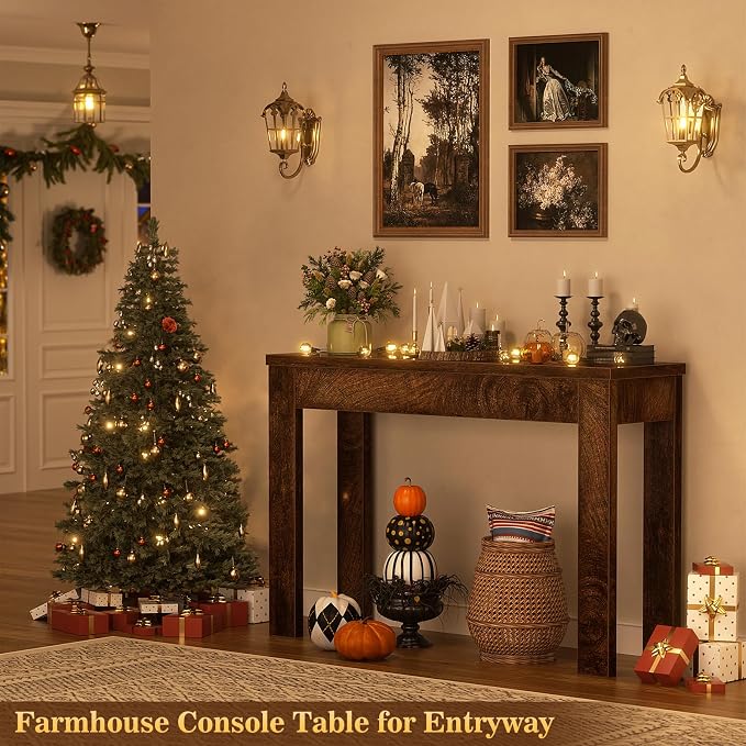 Armocity Console Table, Small Farmhouse Wood Entryway Table, Narrow Sofa Tables Behind Couch, Entry Table for Entrance, Hallway, Living Room, 32", Cracked Oak