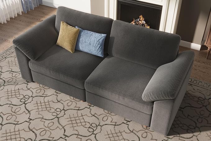 EASE MOOSE Comfty 2 Seat Couch, Extra Large Modern Deep Seat Sectional Modular for Living Room,Removable Washable