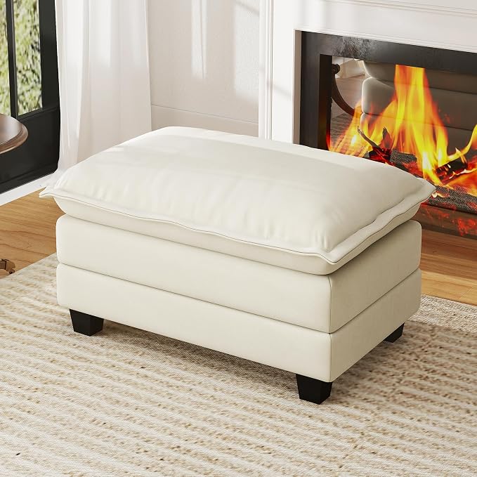 WorthFurni Cloud Couch Ottoman Modular Sectional Sofa, Comfy Deep Seat Cushion for Apartment Living Room Bedroom (Beige)