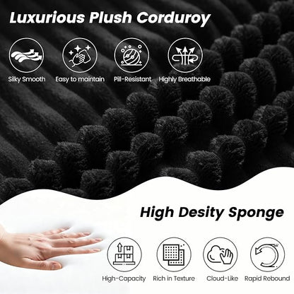 HOMREST 102" Cloud Couch Sectional, L Shaped Modern Sofa with Ottoman, Comfy Corduroy Fabric Modular Sectional Sofa in a Box, Boneless Couches for Living Room, No Assembly Required (Black)