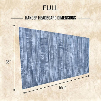 Barn Walls Full Wood Headboard - Blue Stonewash Farmhouse Design - Wall Mounted Floating Headboard for Full Bed - Handcrafted Solid Wood - Easy No-Drill Installation