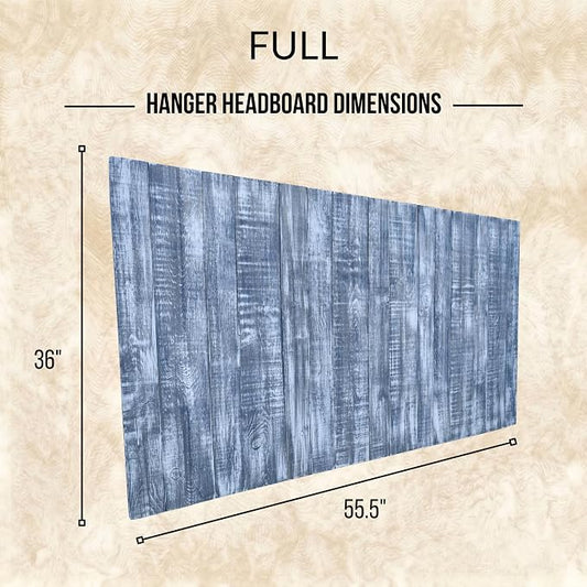 Barn Walls Full Wood Headboard - Blue Stonewash Farmhouse Design - Wall Mounted Floating Headboard for Full Bed - Handcrafted Solid Wood - Easy No-Drill Installation