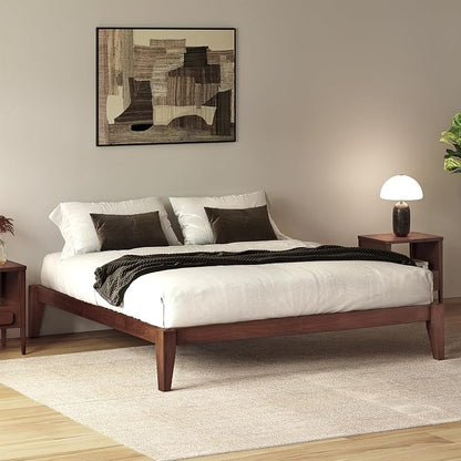 Thor Premium Solid Wood Bed Frame Full, Japanese Joinery Bed Frame with Wood Slat Support, Platform Bed, No Box Spring Needed, Easy Assembly, Minimalist & Modern Style (Mahogany)