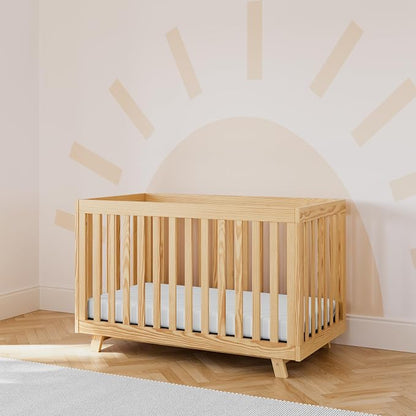 Storkcraft Beckett 3-in-1 Convertible Crib – GREENGUARD Gold Certified, Fits Standard Crib Mattress, Converts to Toddler Bed and Daybed, 4 Mattress Heights, Grow-with-Me Design (Natural)