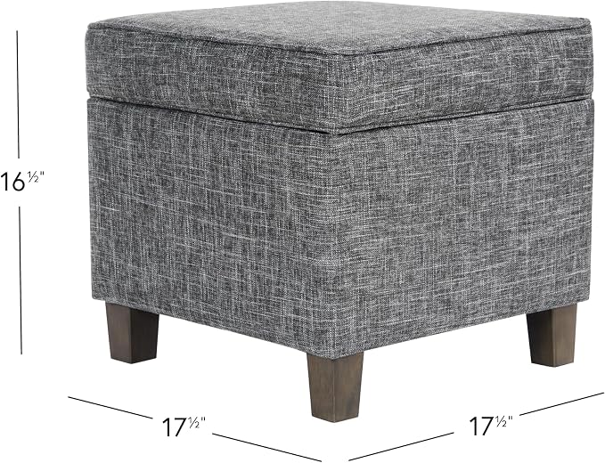 HomePop 18" Classic Square Storage Ottoman - Slate Grey