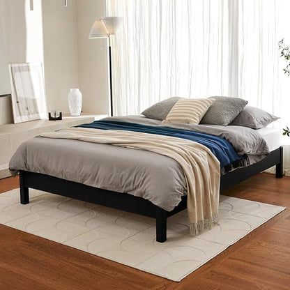 LIFEMENT Full Bed Frame Signature Wood Platform, Noise Free, Under Bed Storage, No Box Spring Needed, Easy Assembly, Black
