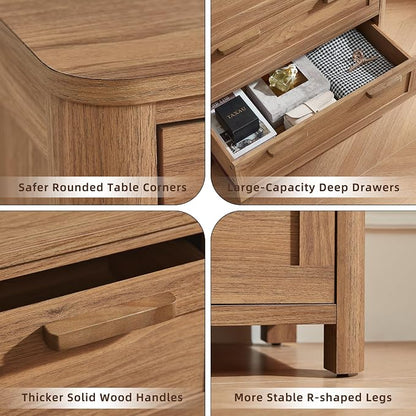 Joaxswe Farmhouse 5 Drawer Dresser for Bedroom, Vertical Dressers Chest of Drawers with 5 Deep Drawers & 4 Thickened Table Legs & Rounded Corners, Brown