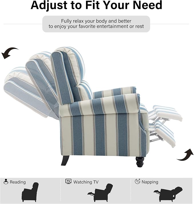 Recliner Chair, Modern Pushback Armchair with Adjustable Backrest & Footrest for Bedroom, Living Room