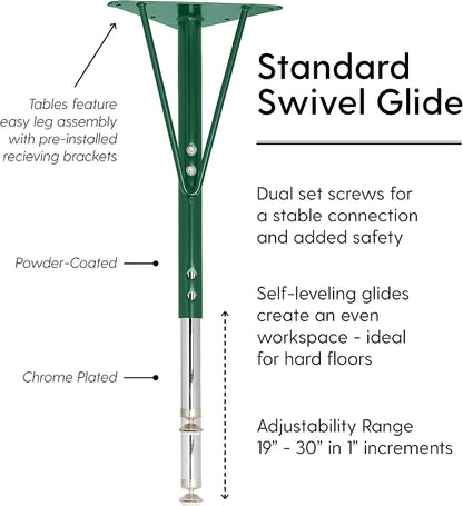 FDP Clover Activity School and Office Table (48 x 48 inch), Standard Legs with Swivel Glides for Collaborative Seating Environments, Adjustable Height 19-30 inches - Gray Top and Green Edge