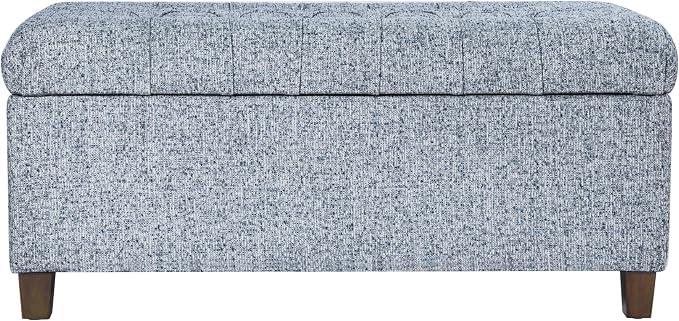 HomePop Ainsley 40" Storage Ottoman Bench - Blue Gray Woven Fabric