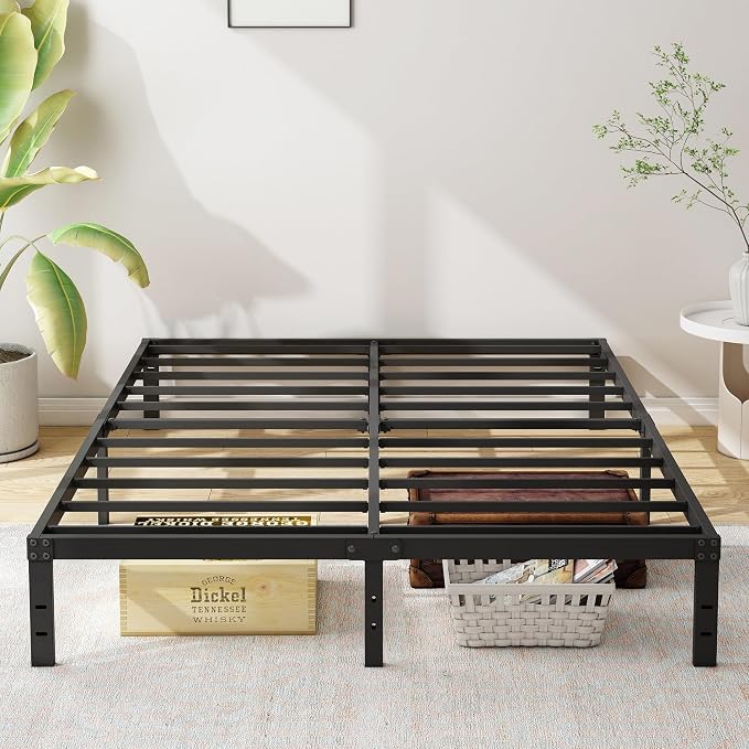 Cieemine 10 Inch King Size Bed Frame, Platform Metal Bed Frame King Heavy Duty Steel Slat Mattress Foundation, No Box Spring Needed, Easy Assembly, Noise-Free, Black