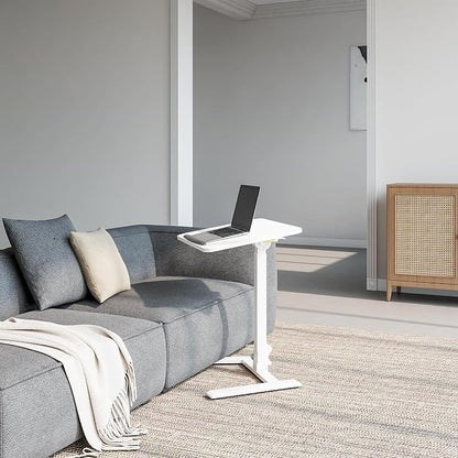 alawooder 25" Mobile Folding Desk: Pneumatic Sit-Stand, No Assembly | 29-42" Height Adjustable Rolling Laptop Desk, Hidden Wheels, 0-90° Tilt Top. Ideal for Home Office, Craft & Study.