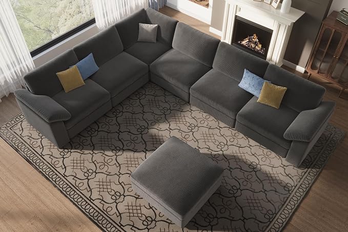 EASE MOOSE Oversized Sectional Modular Sofa, Large L Shape Sectional Couch Wide Deep Seat Modular Cloud Couch, Removable Washable