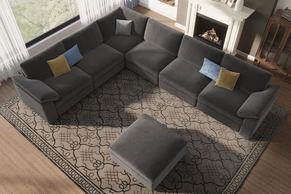 EASE MOOSE Oversized Sectional Modular Sofa, Large L Shape Sectional Couch Wide Deep Seat Modular Cloud Couch, Removable Washable