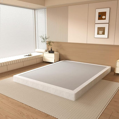 NHODIR 4 Inch Full Size Box Spring Bed Base, Heavy Duty Metal Box Spring Full Mattress Foundation with Fabric Cover, Noise-Free, Non Slip, Easy Assembly