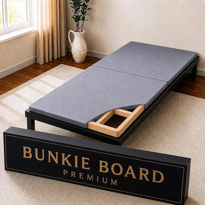 1.5" Split Wood Bunkie Board Twin Size Bed, Under Mattress Support, Fully Assembled, Fabric Ventilation Cover-Replaces Wooden Slats or Box Spring for Bed Frames