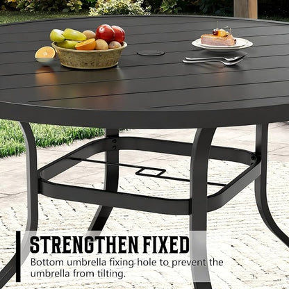 SUNCROWN 7 - Piece Outdoor Dining Set, Patio Furniture Set with 6 x Textilene Dinning Chairs and 53" Metal Round Table with Umbrella Hole for Lawn Garden Backyard Deck, Brown
