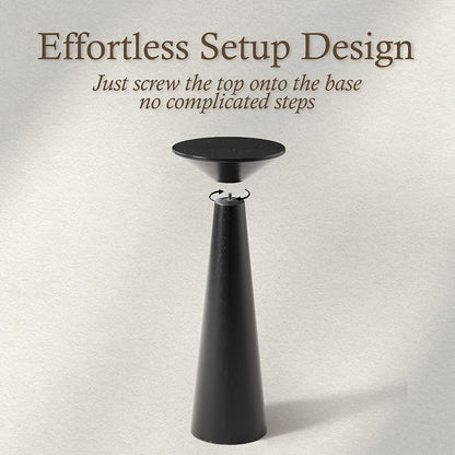 COZAYH Farmhouse Tall Pedestal End Table Small Solid Wood Martini Table Plant Stand Modern Round Drink Table for Small Space Living Room, Black