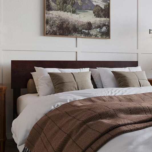 AFI, Orlando Queen Adjustable Modern Solid Wood Panel Headboard, Espresso